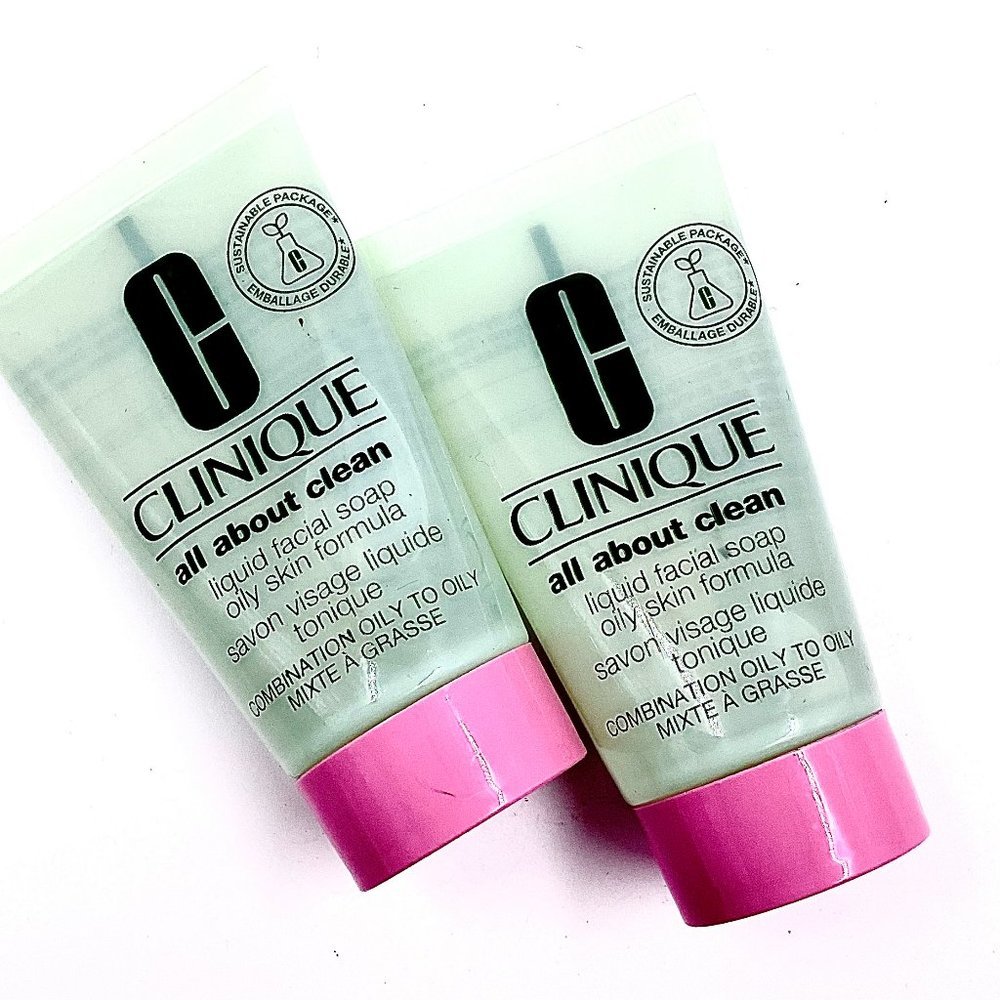 2 X CLINIQUE ALL ABOUT CLEAN LIQUID FACIAL SOAP OILY FORMULA SET OF 2 X 1 OZ.